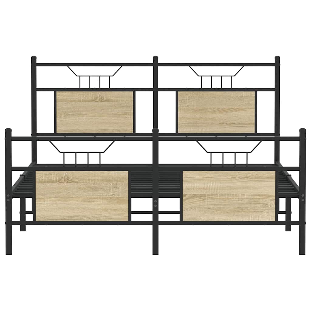 Sonoma Oak Bed Frame 140x200 cm - Engineered Wood, Mattress Excluded