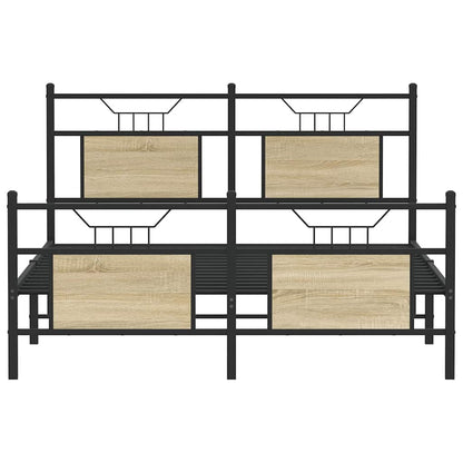 Sonoma Oak Bed Frame 140x200 cm - Engineered Wood, Mattress Excluded