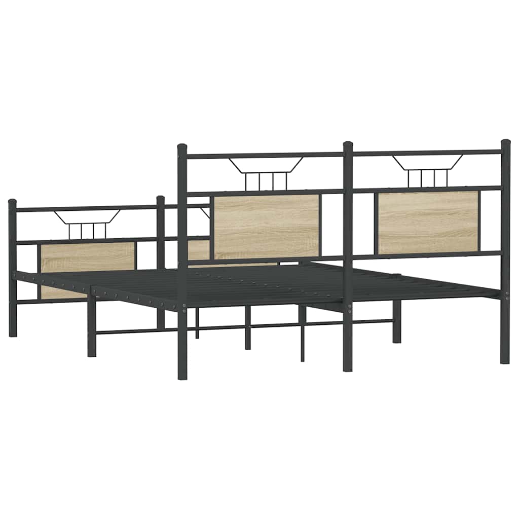 Sonoma Oak Bed Frame 140x200 cm - Engineered Wood, Mattress Excluded