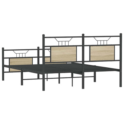 Sonoma Oak Bed Frame 140x200 cm - Engineered Wood, Mattress Excluded
