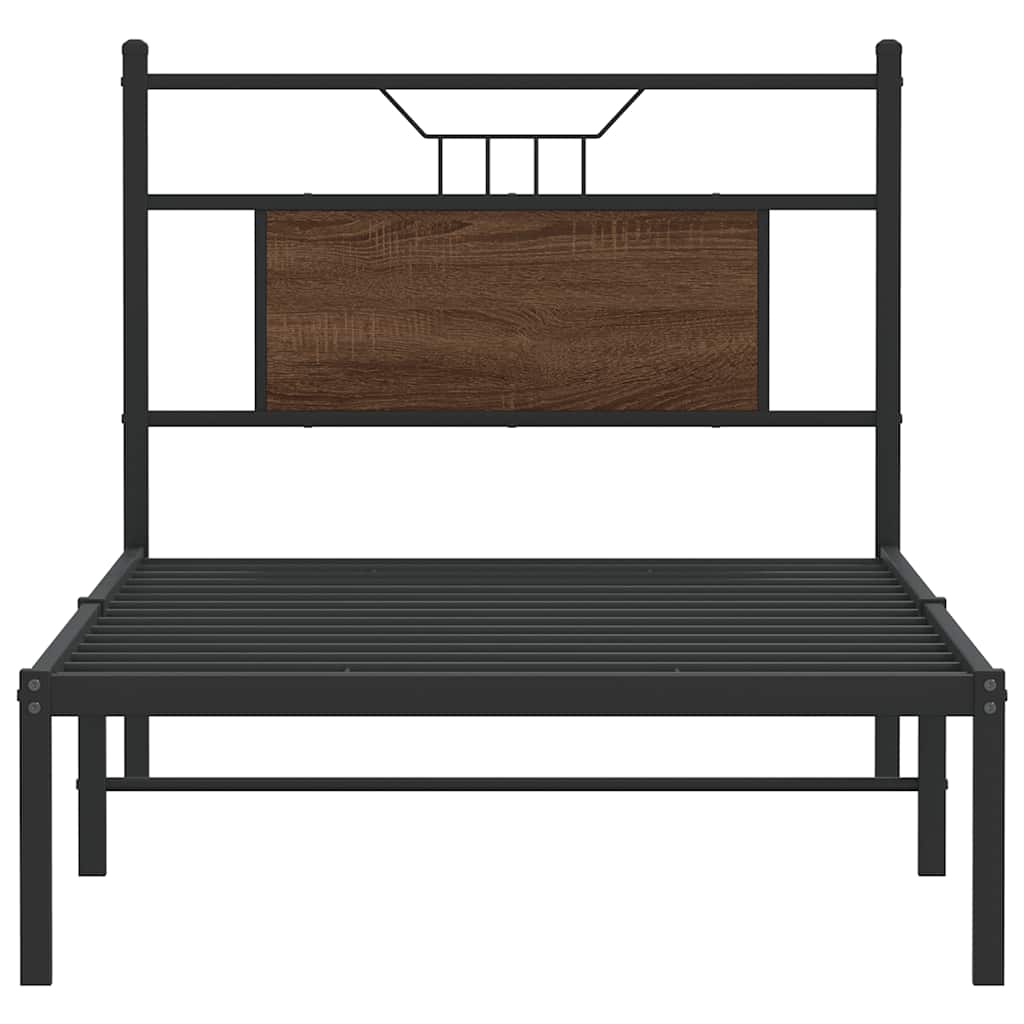 Brown Oak Bed Frame 80x200 cm - Engineered Wood (No Mattress)