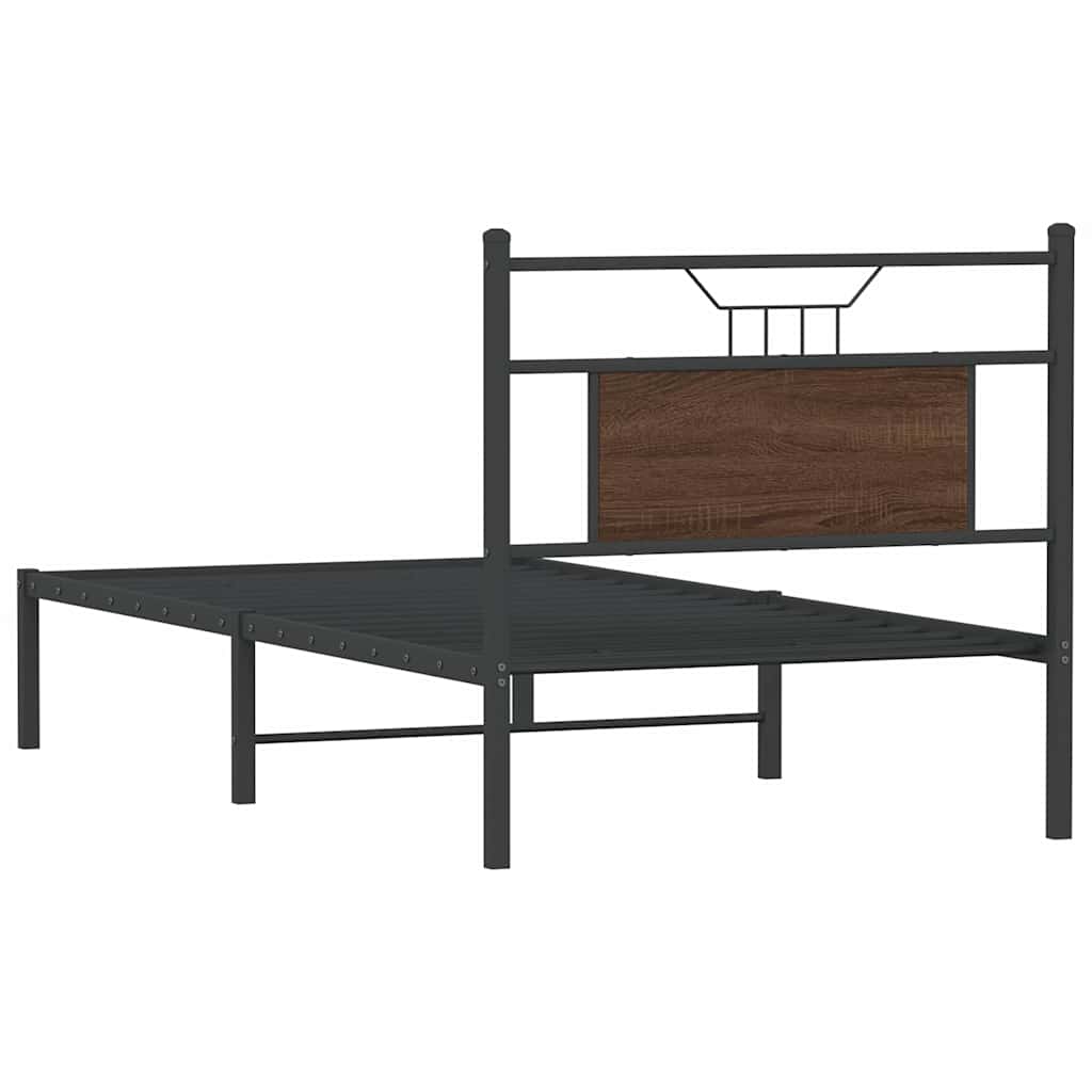 Brown Oak Bed Frame 80x200 cm - Engineered Wood (No Mattress)