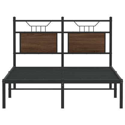 Brown Oak Engineered Wood Bed Frame 120x200 cm - No Mattress Included