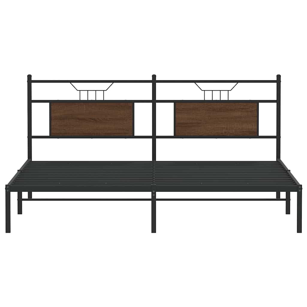 Brown Oak Engineered Wood Bed Frame 160x200 cm - No Mattress