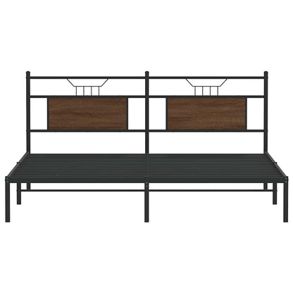 Brown Oak Engineered Wood Bed Frame 160x200 cm - No Mattress