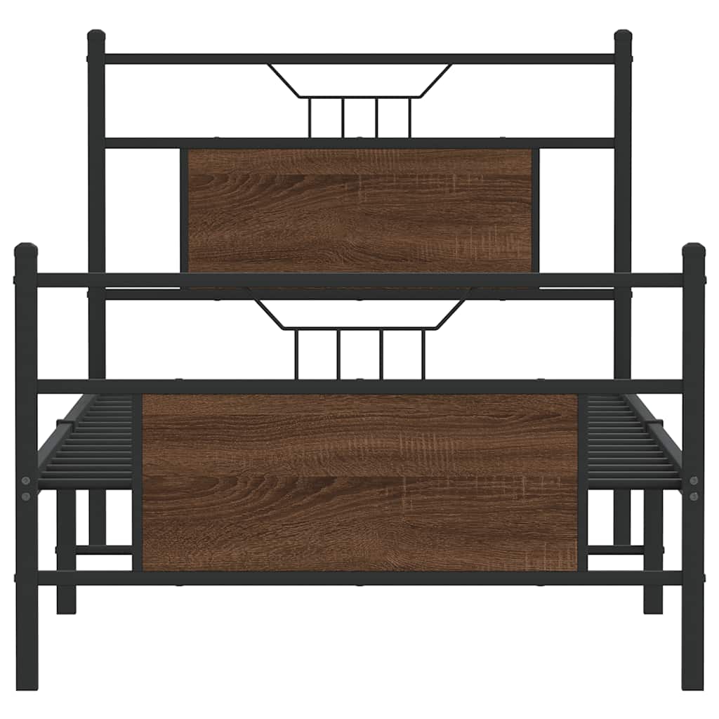 Brown Oak Bed Frame 80x200 cm | Durable Engineered Wood