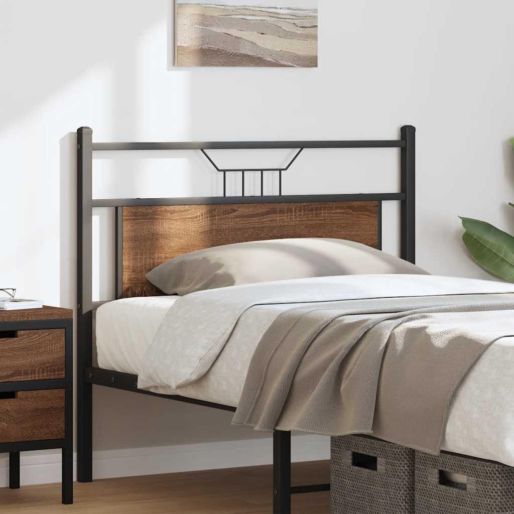 Brown Oak Headboard 100cm - Engineered Wood & Steel