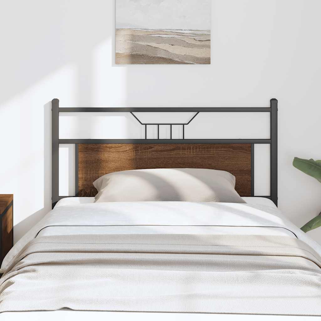 Brown Oak Headboard 100cm - Engineered Wood & Steel