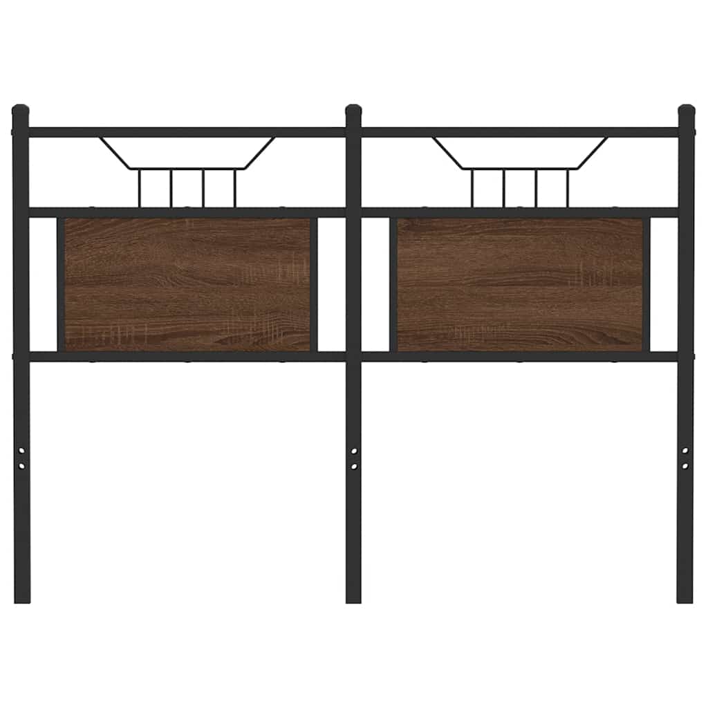 Brown Oak Headboard 120cm - Engineered Wood & Steel Elegance