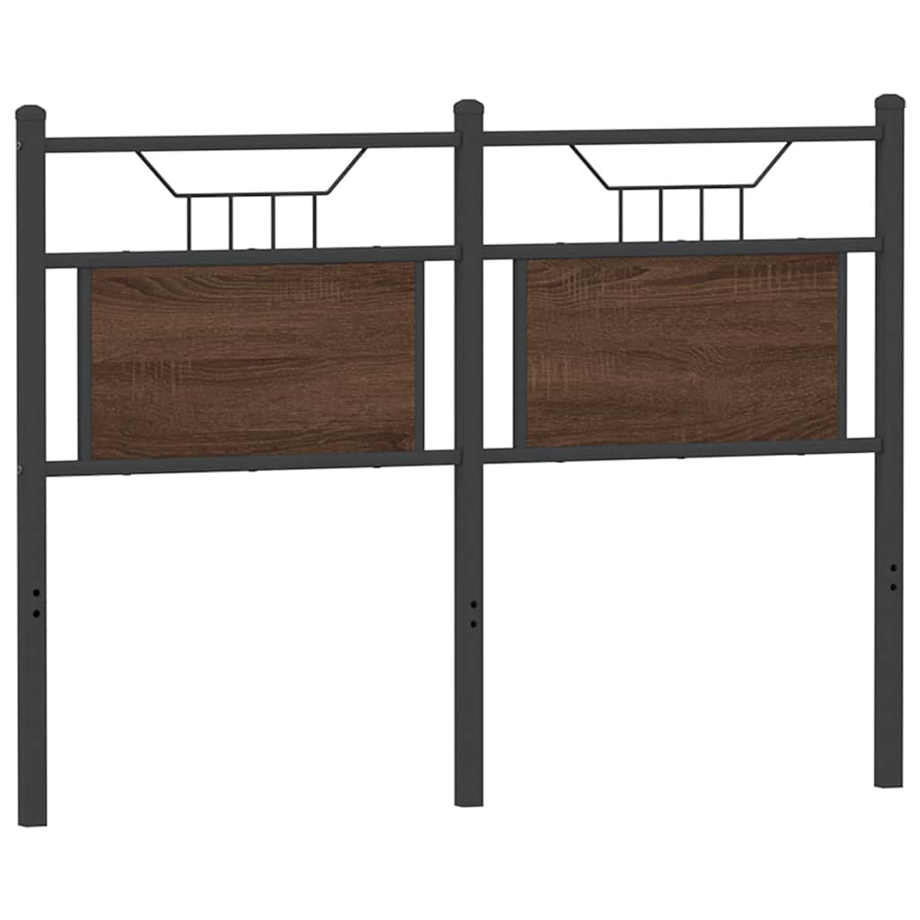 Brown Oak Headboard 120cm - Engineered Wood & Steel Elegance