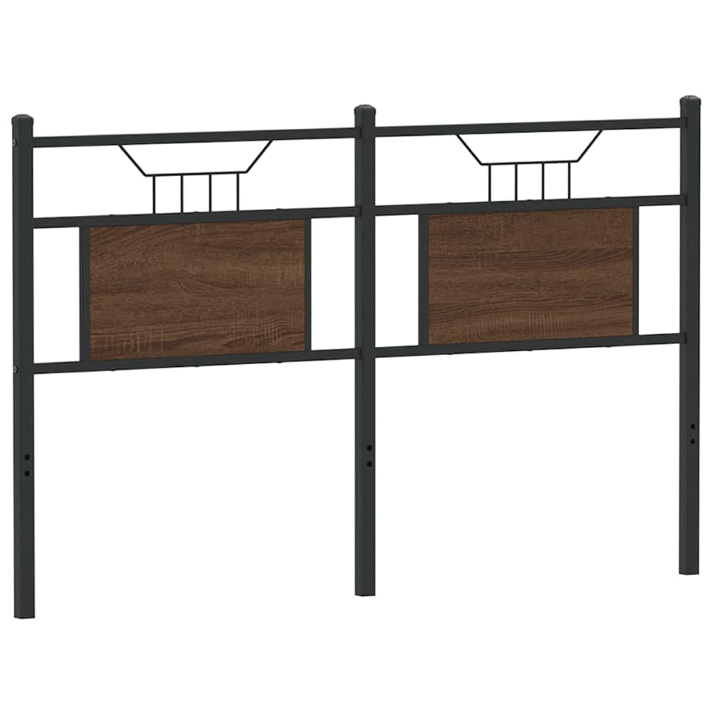 Brown Oak Headboard 137 cm - Engineered Wood & Steel Design