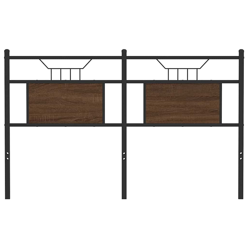 Brown Oak Headboard 137 cm - Engineered Wood & Steel Design