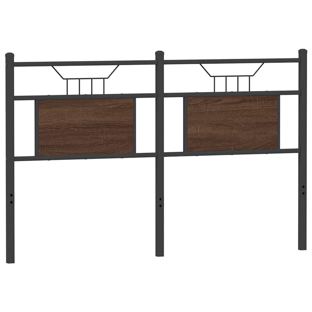 Brown Oak Headboard 137 cm - Engineered Wood & Steel Design