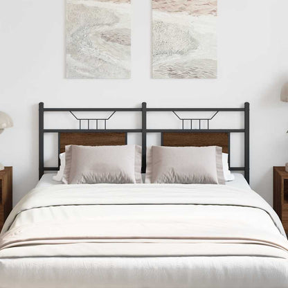 Brown Oak Headboard 137 cm - Engineered Wood & Steel Design
