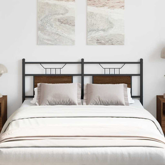 Brown Oak Headboard 137 cm - Engineered Wood & Steel Design