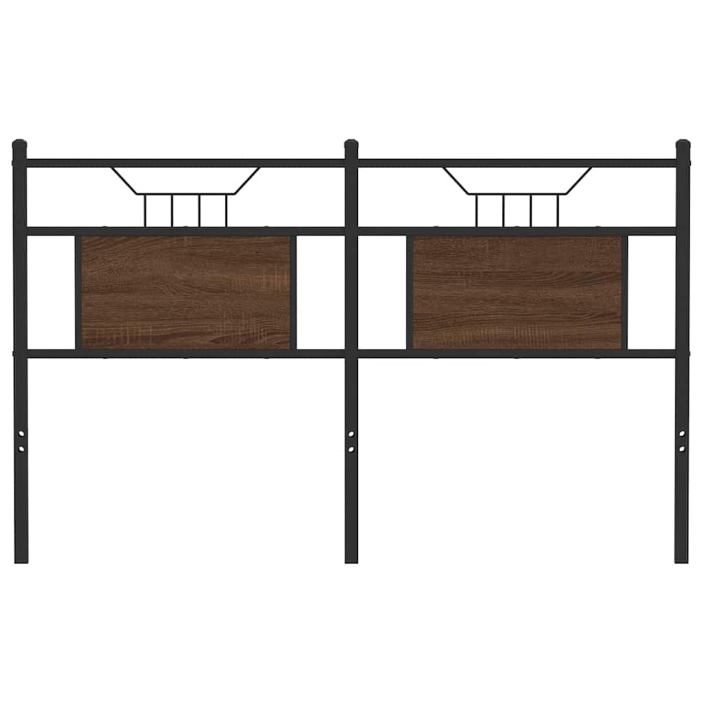 Brown Oak Headboard 150cm - Engineered Wood & Steel Design