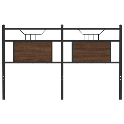 Brown Oak Headboard 150cm - Engineered Wood & Steel Design