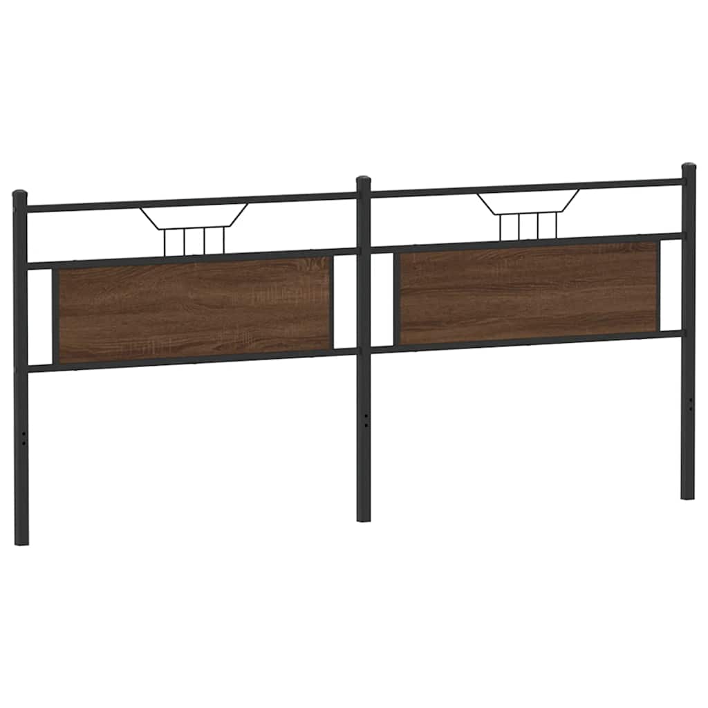 Brown Oak Headboard - 193 cm, Engineered Wood & Steel