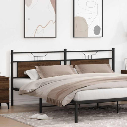 Brown Oak Headboard - 193 cm, Engineered Wood & Steel