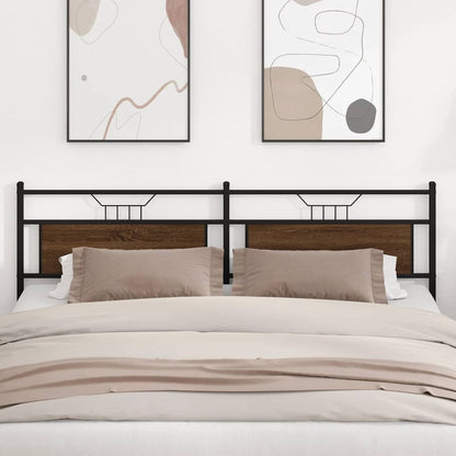 Brown Oak Headboard - 193 cm, Engineered Wood & Steel