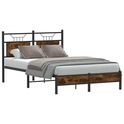 Smoked Oak 120x190 cm Small Double Bed Frame - Engineered Wood