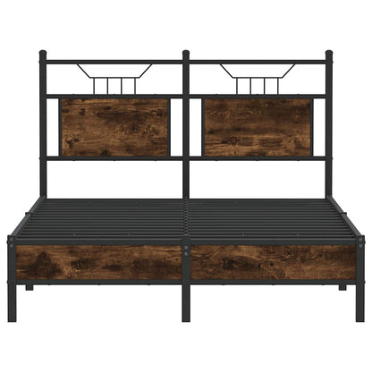 Smoked Oak 120x190 cm Small Double Bed Frame - Engineered Wood