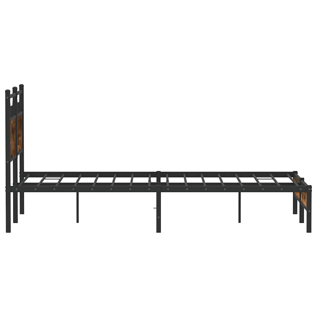 Smoked Oak 120x190 cm Small Double Bed Frame - Engineered Wood