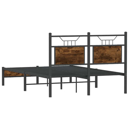 Smoked Oak 120x190 cm Small Double Bed Frame - Engineered Wood