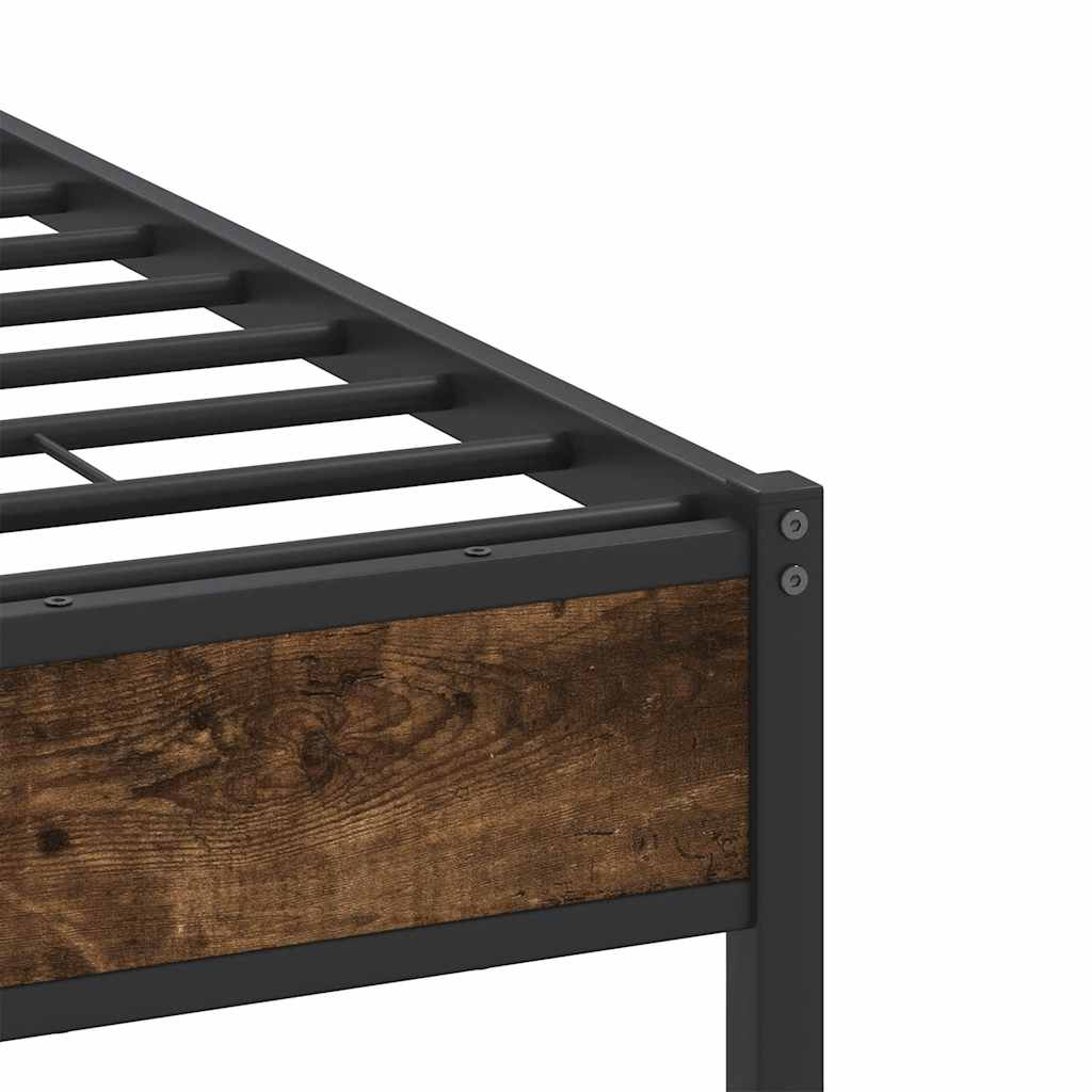 Smoked Oak 120x190 cm Small Double Bed Frame - Engineered Wood