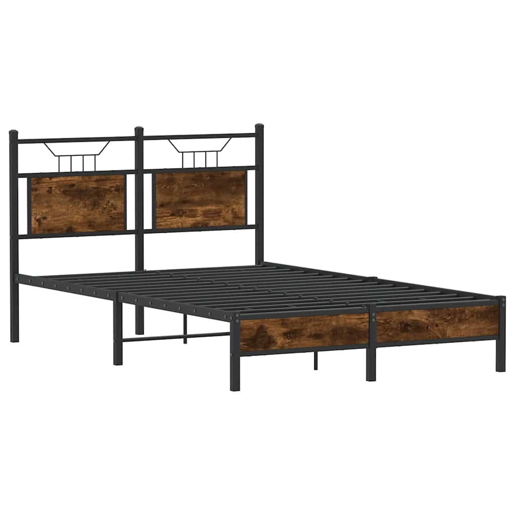 Smoked Oak Bed Frame 120x200 cm - Engineered Wood, No Mattress