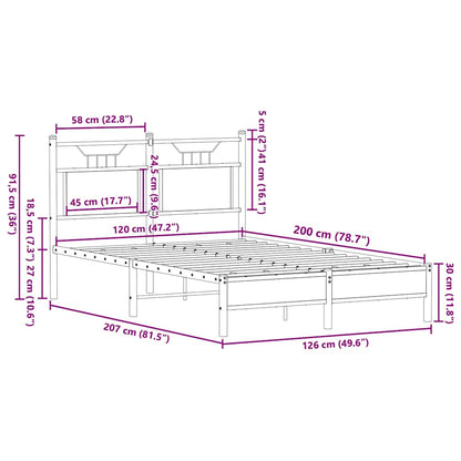 Smoked Oak Bed Frame 120x200 cm - Engineered Wood, No Mattress