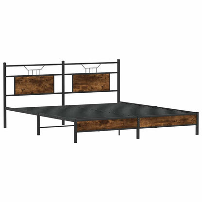 Smoked Oak Bed Frame 160x200 cm - Engineered Wood, No Mattress