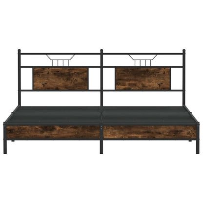 Smoked Oak Bed Frame 160x200 cm - Engineered Wood, No Mattress