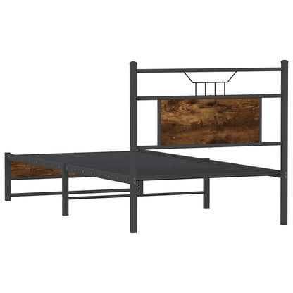 Single Bed Frame in Smoked Oak, 90x190 cm - Engineered Wood