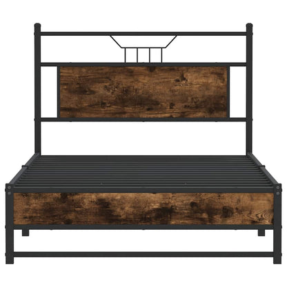 Smoked Oak Engineered Wood Bed Frame 107x203 cm - No Mattress