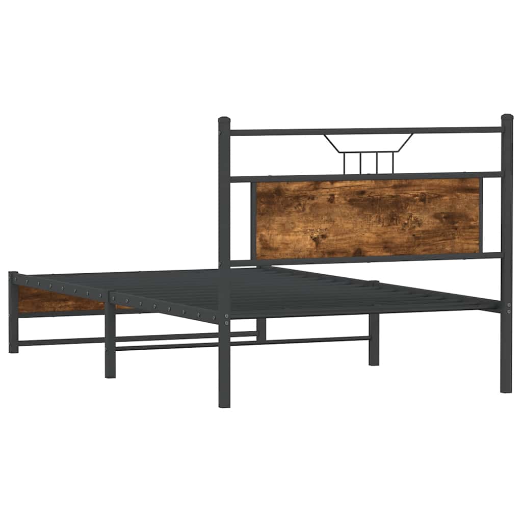 Smoked Oak Engineered Wood Bed Frame 107x203 cm - No Mattress