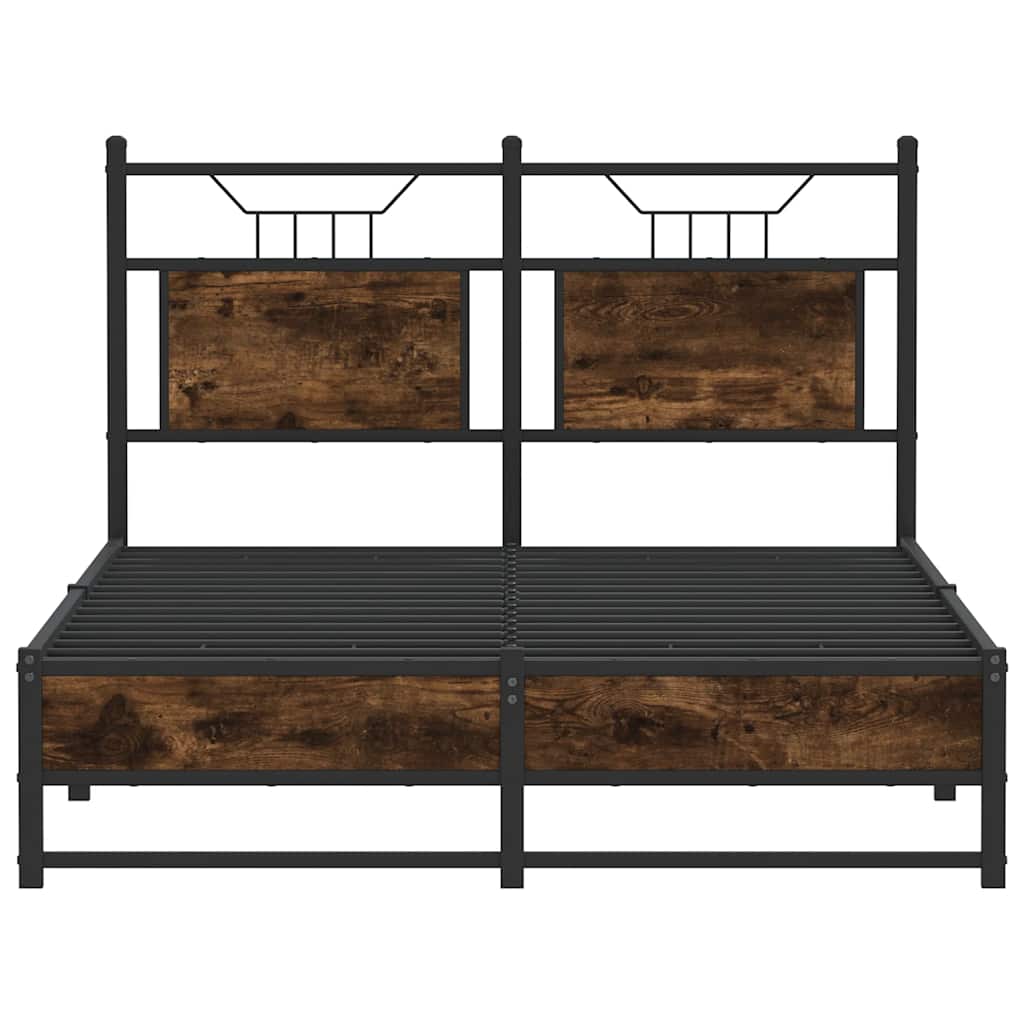 Smoked Oak Small Double Bed Frame 120x190 cm - Engineered Wood