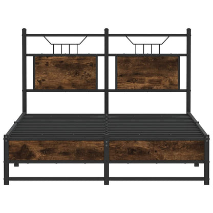 Smoked Oak Small Double Bed Frame 120x190 cm - Engineered Wood