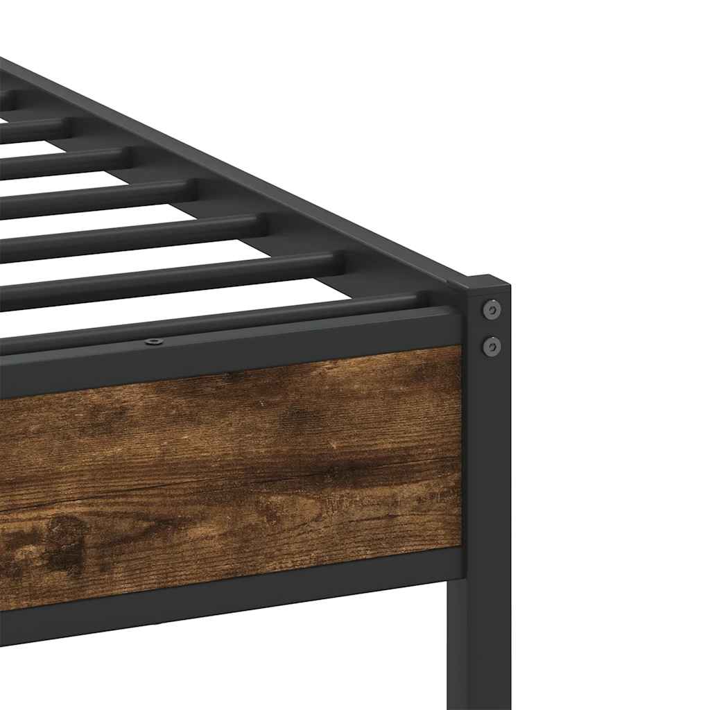 Smoked Oak Small Double Bed Frame 120x190 cm - Engineered Wood