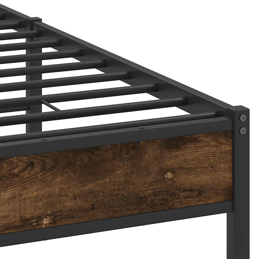 Smoked Oak Engineered Wood Bed Frame 140x200 cm - No Mattress