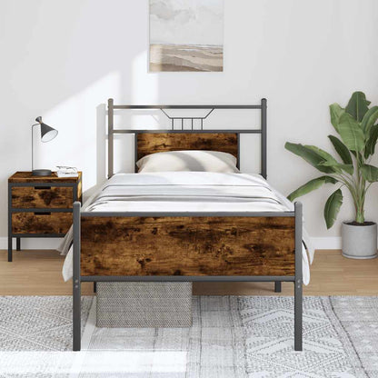 Smoked Oak Bed Frame 80x200 cm - Engineered Wood Design