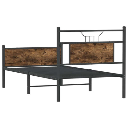 Smoked Oak Bed Frame 80x200 cm - Engineered Wood Design