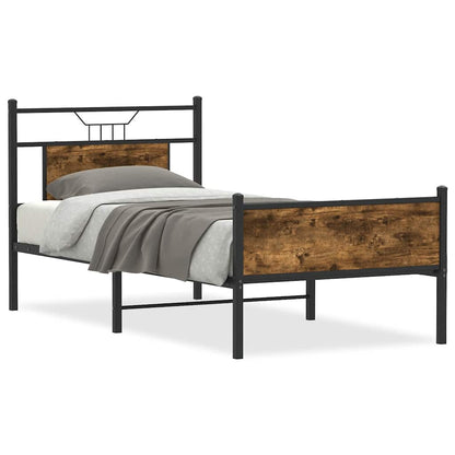 Smoked Oak Single Bed Frame 90x190 cm - Engineered Wood
