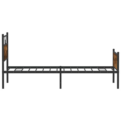 Smoked Oak Bed Frame 107x203 cm - Engineered Wood, No Mattress