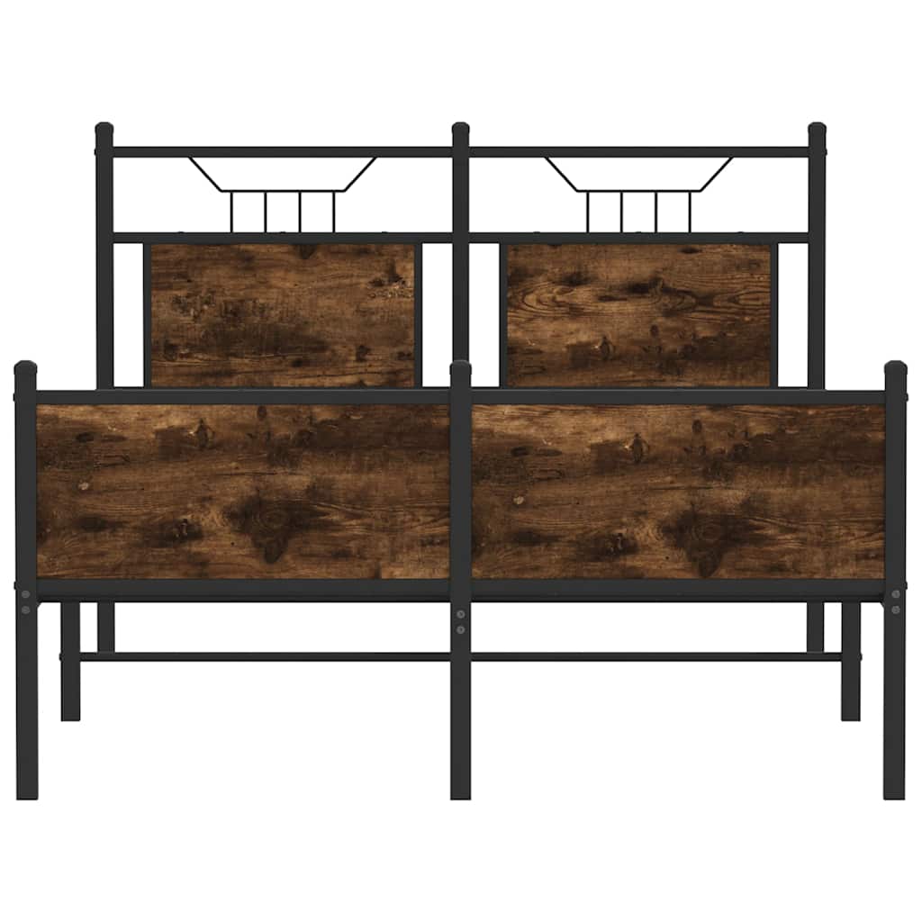 Smoked Oak Small Double Bed Frame 120x190 cm - Engineered Wood