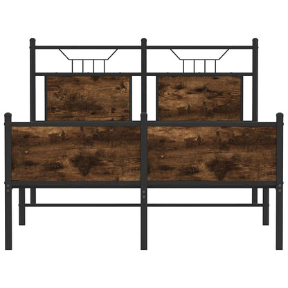Smoked Oak Small Double Bed Frame 120x190 cm - Engineered Wood