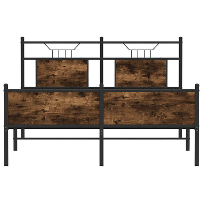 Smoked Oak Engineered Wood Bed Frame 140x200 cm - No Mattress