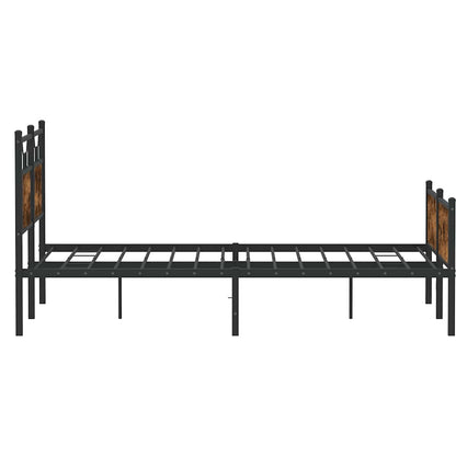 Smoked Oak Engineered Wood Bed Frame 140x200 cm - No Mattress