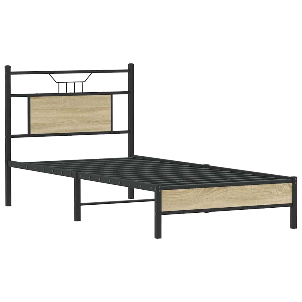 Sonoma Oak Bed Frame 90x200 cm - Engineered Wood, No Mattress