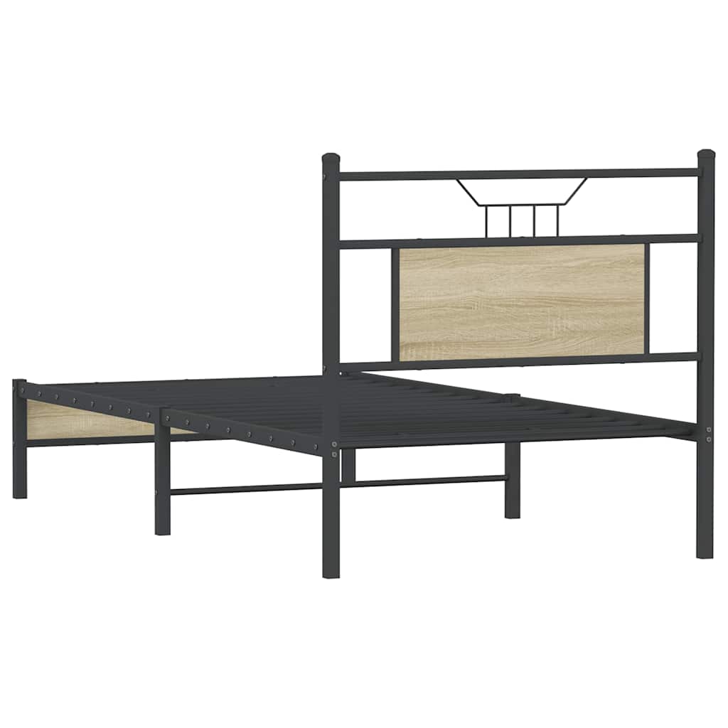 Sonoma Oak Bed Frame 90x200 cm - Engineered Wood, No Mattress